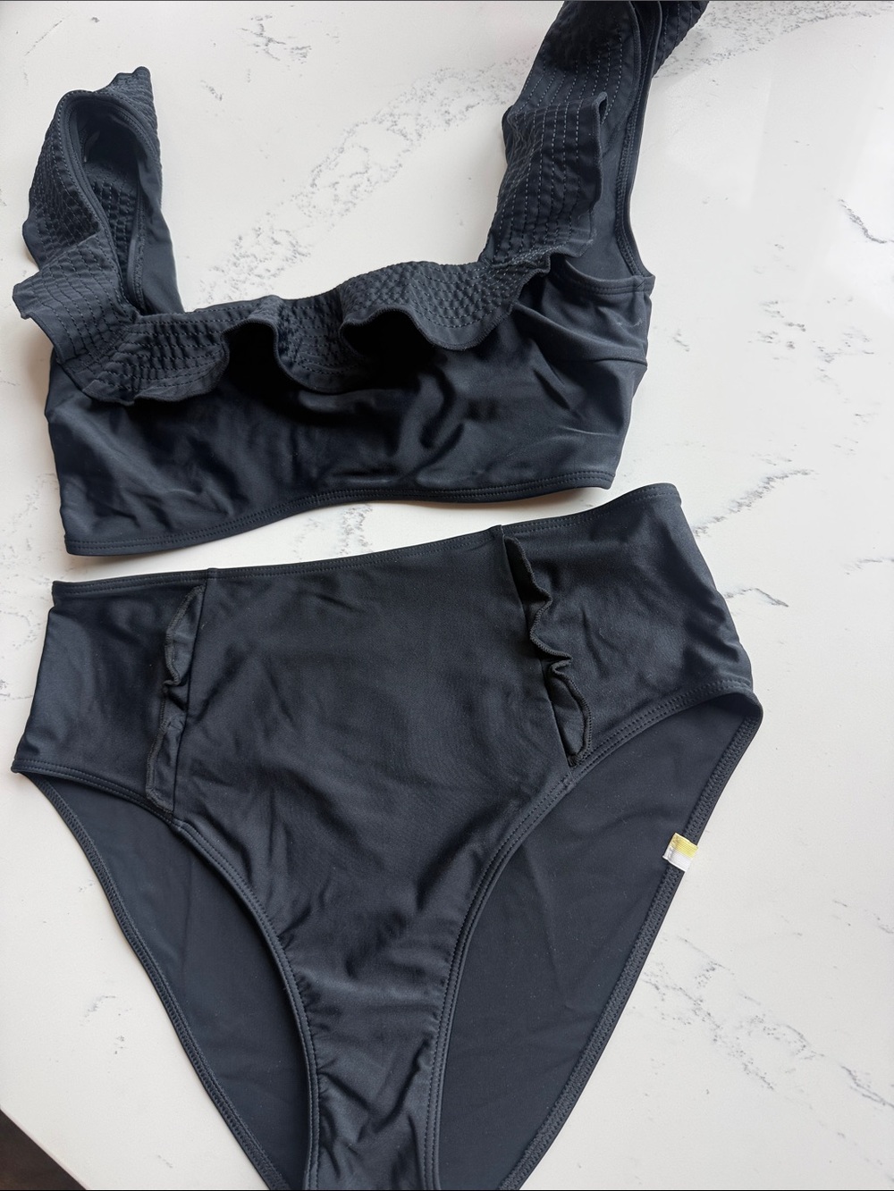 Summersalt Ruffle Seaway Square Neck Bikini top AND Ruffle High Rise Bottom 8 - Picture 5 of 10